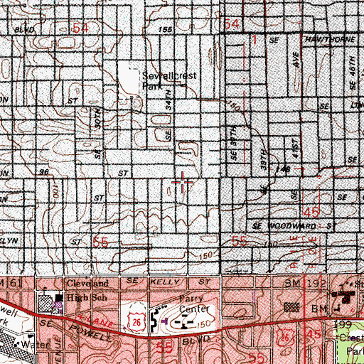 Topographic Map of Oregon Theatre, OR
