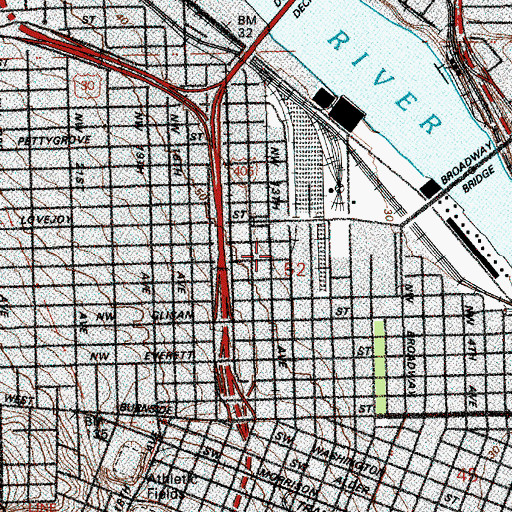 Topographic Map of Pacific Northwest College of Art, OR