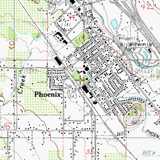 Topographic Map of Phoenix Branch Library, OR