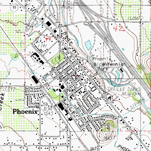 Topographic Map of Phoenix City Hall, OR