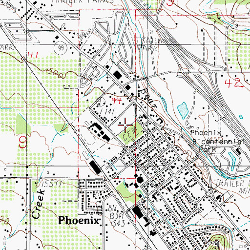 Topographic Map of Phoenix Historical Society Museum, OR