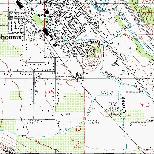 Topographic Map of Phoenix Public Works Department Office, OR