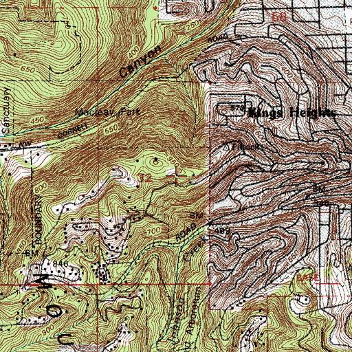 Topographic Map of Pittock Mansion, OR