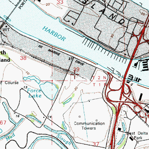 Topographic Map of Portland Metropolitan Exposition Center, OR