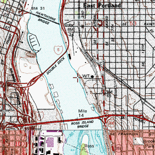Topographic Map of Portland Opera Hampton Opera Center, OR