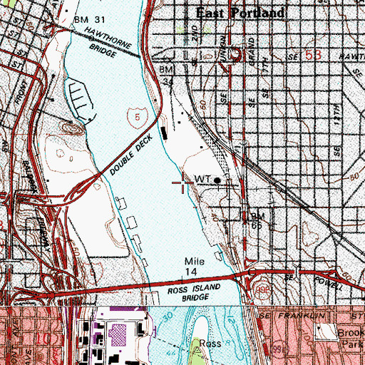 Topographic Map of Portland Opera Hampton Opera Center, OR