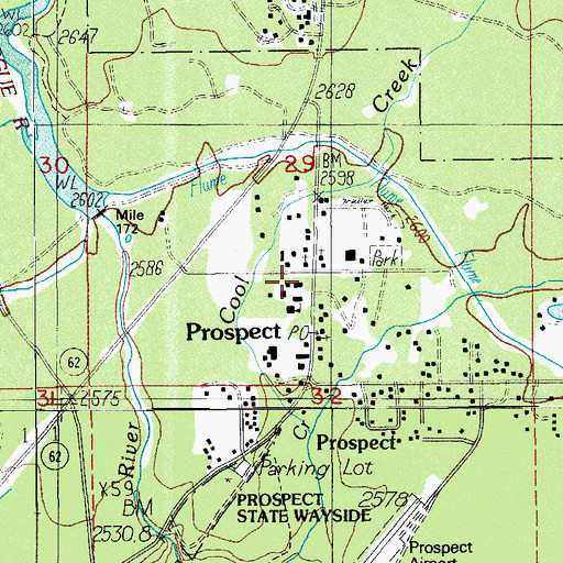 Topographic Map of Prospect Branch Library, OR