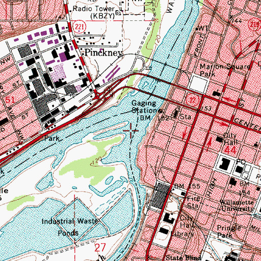 Topographic Map of Riverfront City Park Ferry Boat Dock, OR