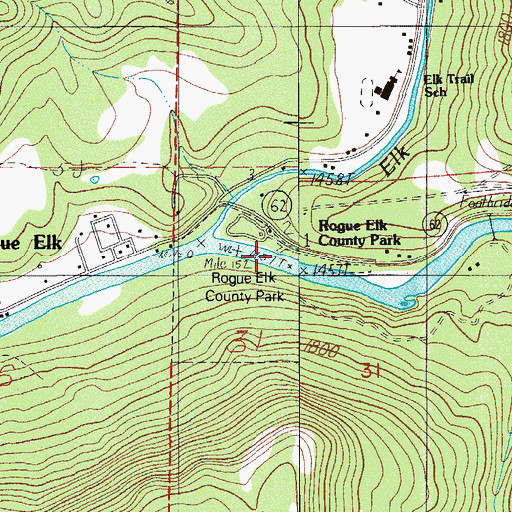 Topographic Map of Rogue Elk Jackson County Park Boat Ramp, OR