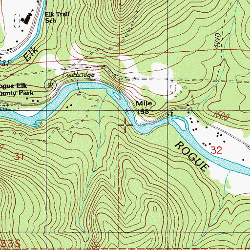 Topographic Map of Rogue River Non - Motorized Boat Launch, OR