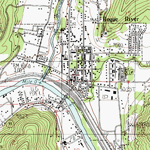 Topographic Map of Rogue River Public Works Department Office, OR