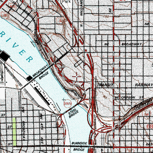 Topographic Map of Rose Garden Arena, OR