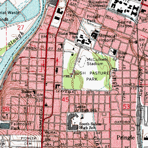 Topographic Map of Roy S Keene Stadium, OR