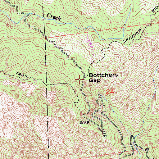 Topographic Map of Bottchers Gap, CA