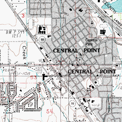 Topographic Map of Central Point Downtown Parking Facility Park and Ride, OR