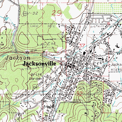 Topographic Map of Jacksonville Park and Ride, OR