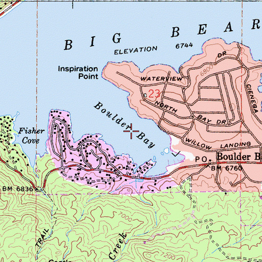 Topographic Map of Boulder Bay, CA