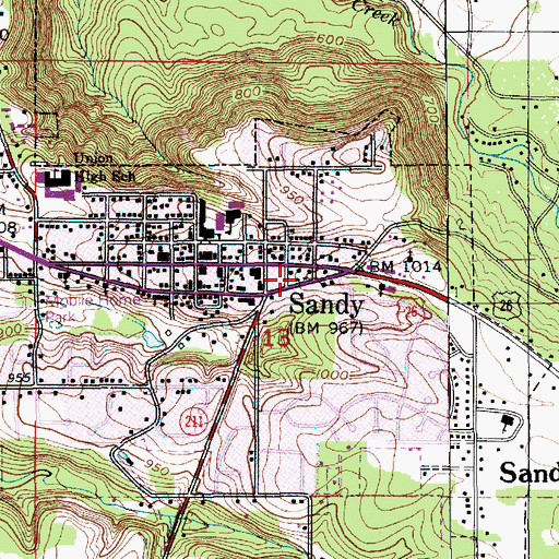 Topographic Map of Sandy Area Historical Museum, OR