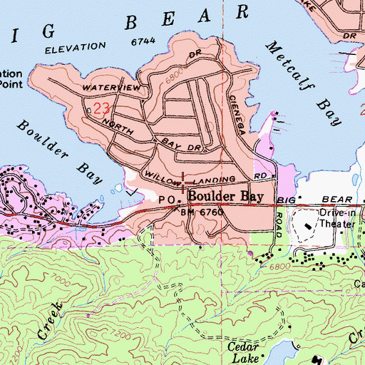 Topographic Map of Boulder Bay, CA