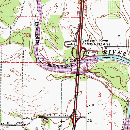 Topographic Map of Santiam Rest Area Boat Ramp, OR