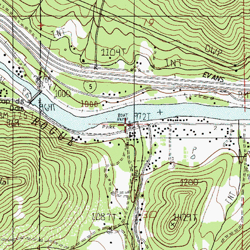 Topographic Map of Savage Rapids Boat Ramp, OR