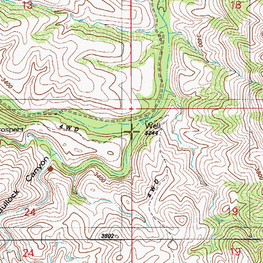 Topographic Map of Bullock Canyon, AZ