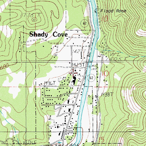 Topographic Map of Shady Cove Branch Library, OR