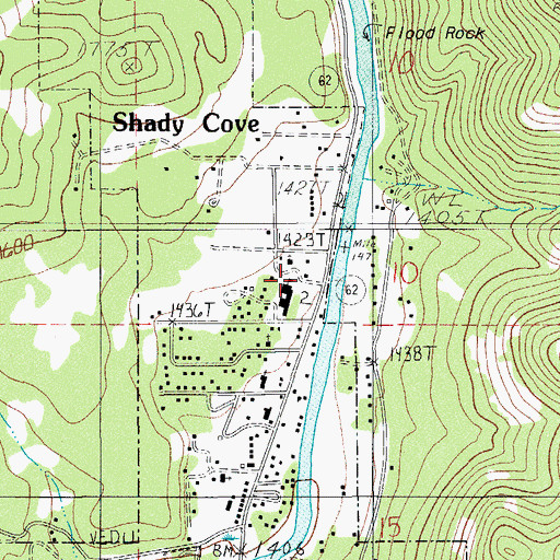 Topographic Map of Shady Cove Municipal Court, OR