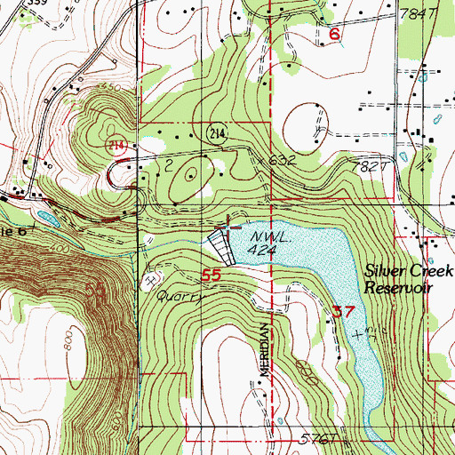 Topographic Map of Silverton Reservoir City Marine Park Boat Ramp, OR