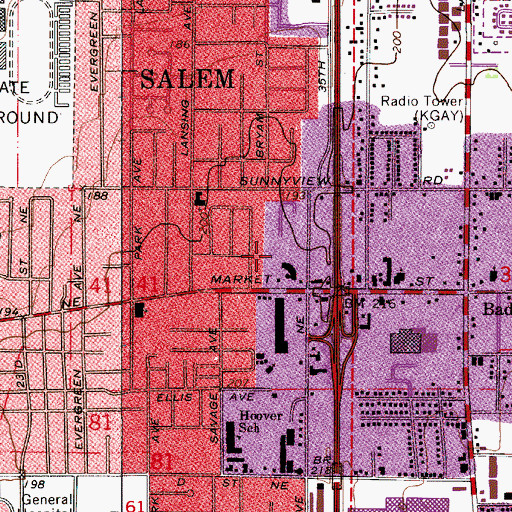Topographic Map of Market Street Park and Ride, OR