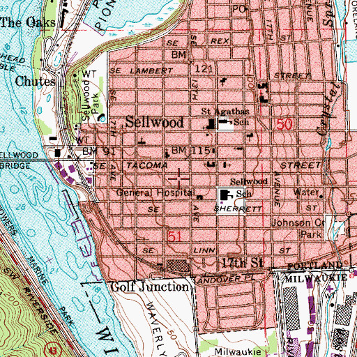 Topographic Map of Smile Station Ladybug Theatre, OR