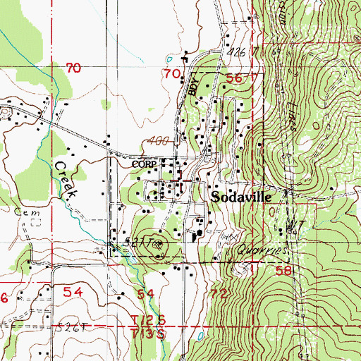 Topographic Map of Sodaville City Hall, OR