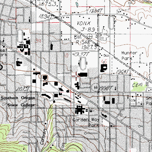 Topographic Map of Southern Oregon University McNeal Pavilion, OR