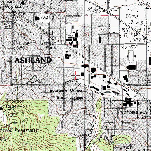 Topographic Map of Southern Oregon University Music Recital Hall, OR