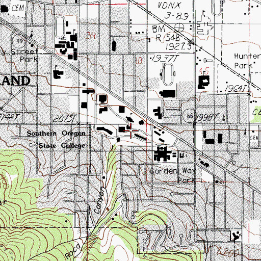Topographic Map of Southern Oregon University Schneider Museum of Art, OR