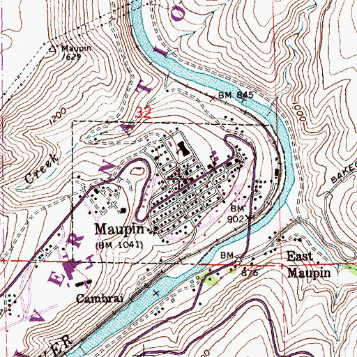Topographic Map of Southern Wasco County Public Library, OR