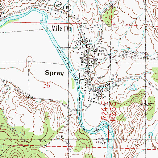 Topographic Map of Spray Pioneer Museum, OR