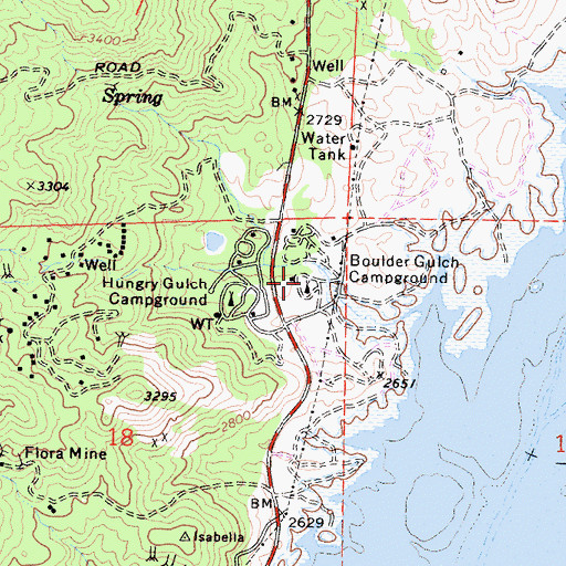 Topographic Map of Boulder Gulch Campground, CA