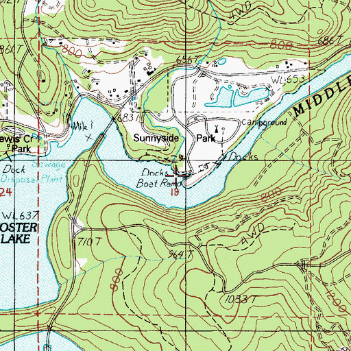 Topographic Map of Sunnyside County Park Boat Ramp, OR