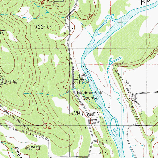 Topographic Map of Takelma Jackson County Park Boat Ramp, OR