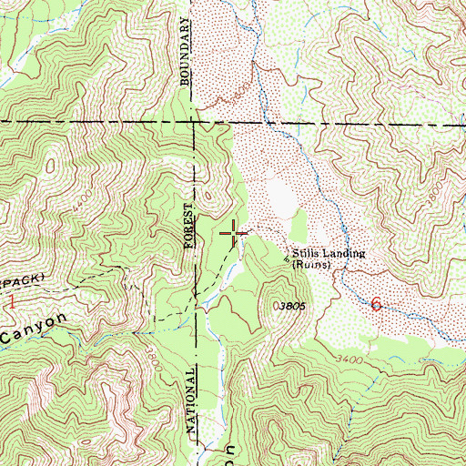 Topographic Map of Boundary Canyon, CA
