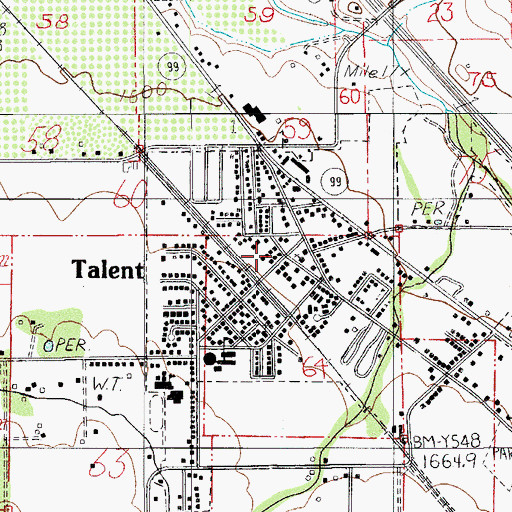 Topographic Map of Talent Branch Library, OR