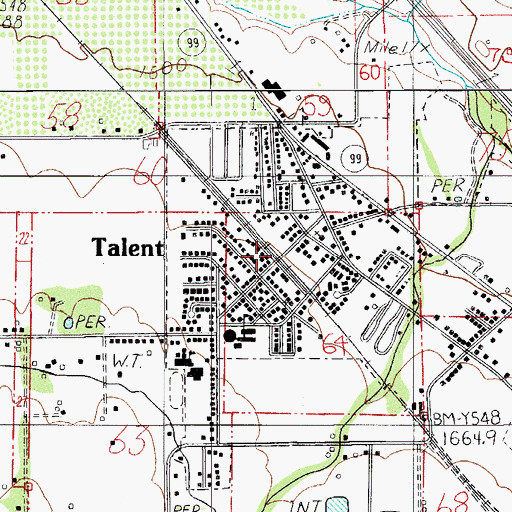 Topographic Map of Talent City Hall, OR