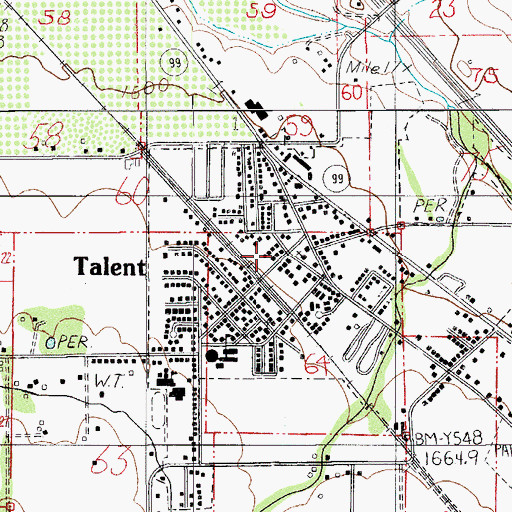 Topographic Map of Talent Historical Society and Museum, OR