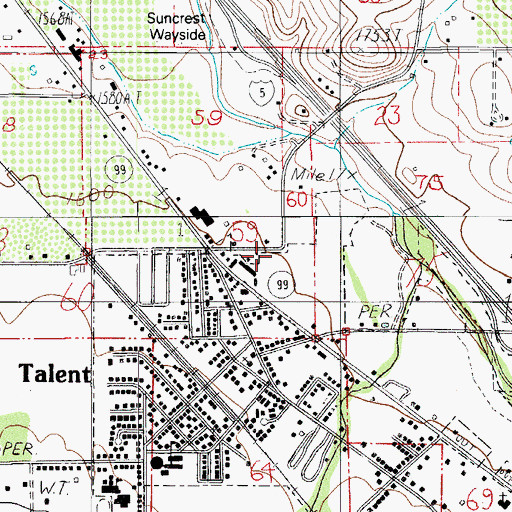 Topographic Map of Talent Public Works Department Office, OR