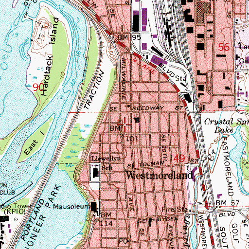 Topographic Map of Tenth Church of Christ Scientist Park and Ride, OR