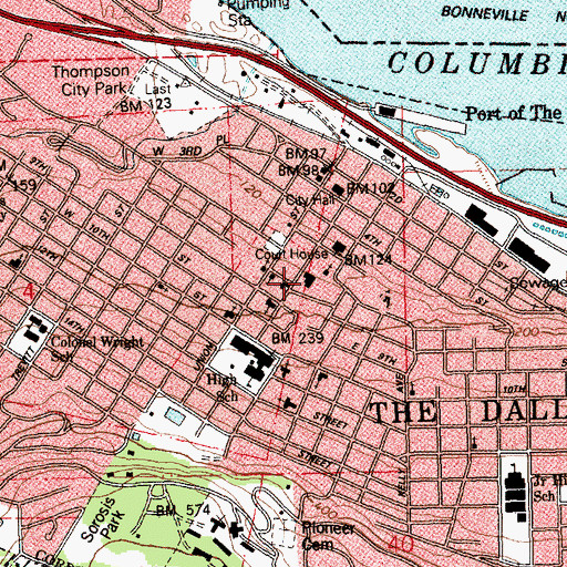 Topographic Map of The Dalles - Wasco County Library, OR