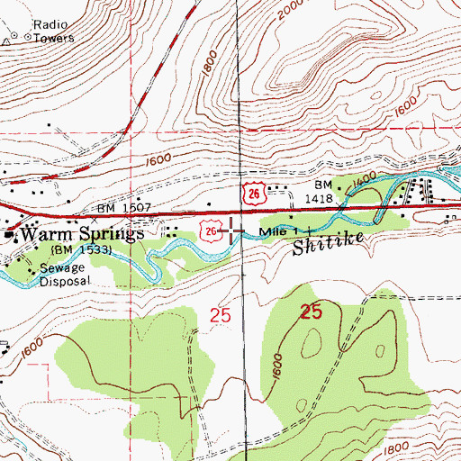 Topographic Map of The Museum at Warm Springs, OR
