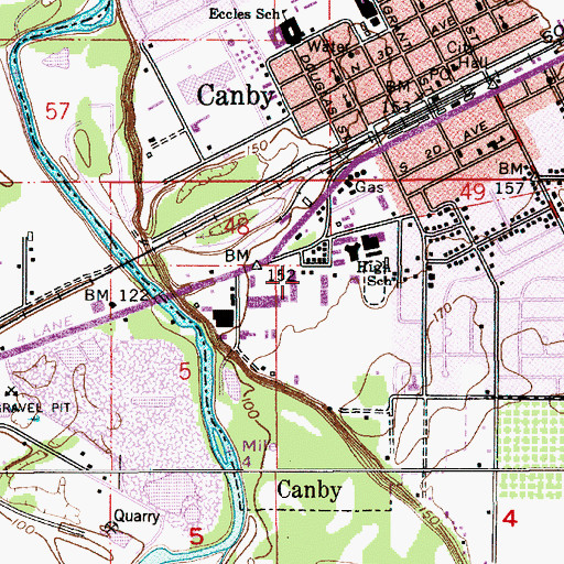 Topographic Map of The Richard R Brown Fine Arts Auditorium, OR