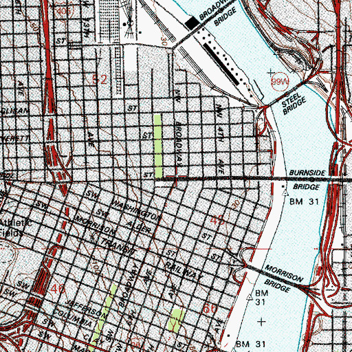 Topographic Map of The Roseland Theatre, OR